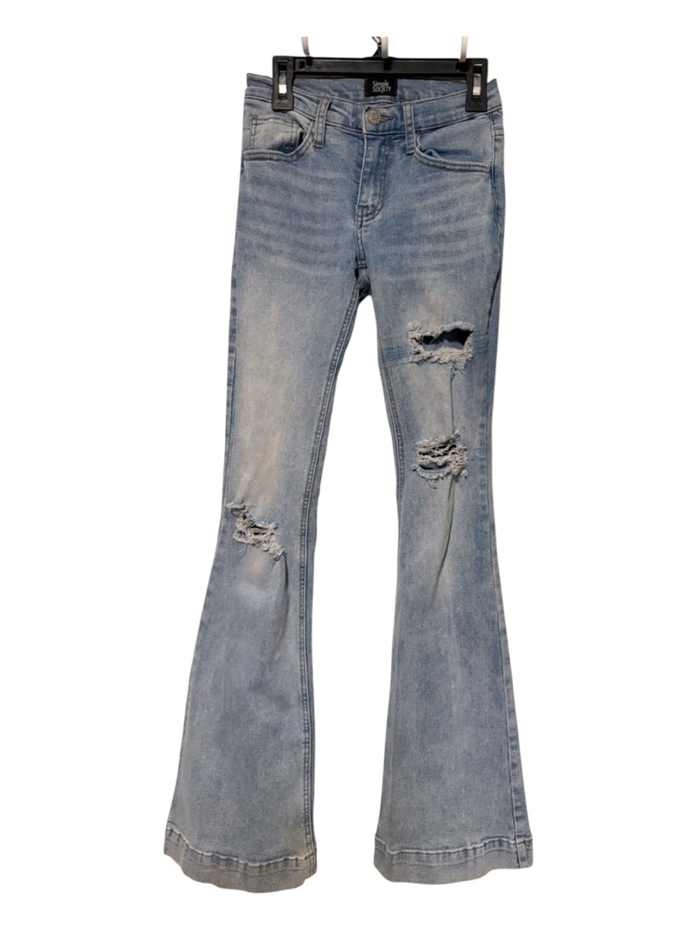 Light Wash Distressed Flare Jeans